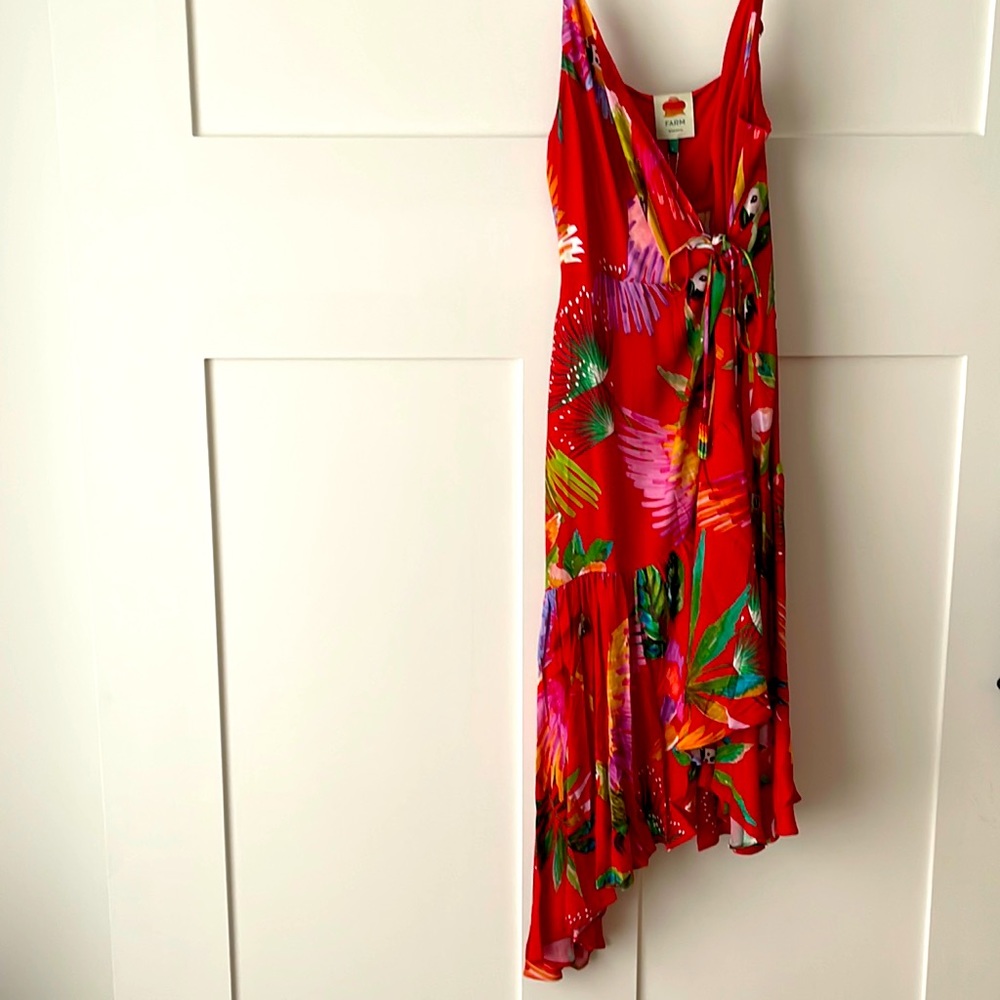 FARM rio red macaw wrap dress multi
